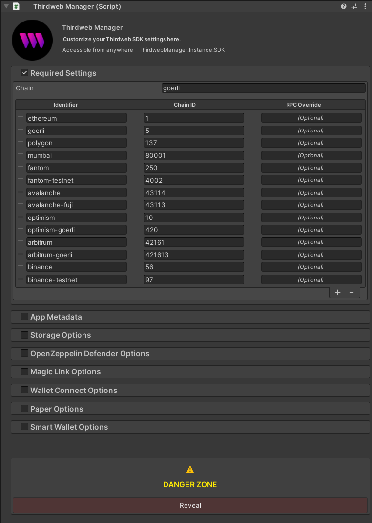 ThirdwebManager Inspector